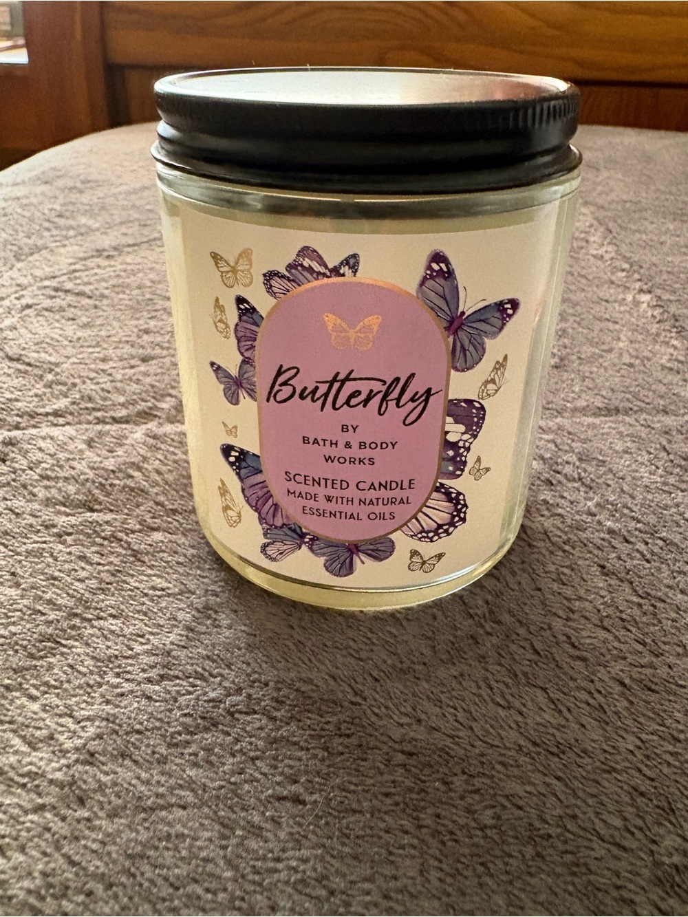 Bath & Body Works Butterfly Scented Candle - Purple & Gold Label